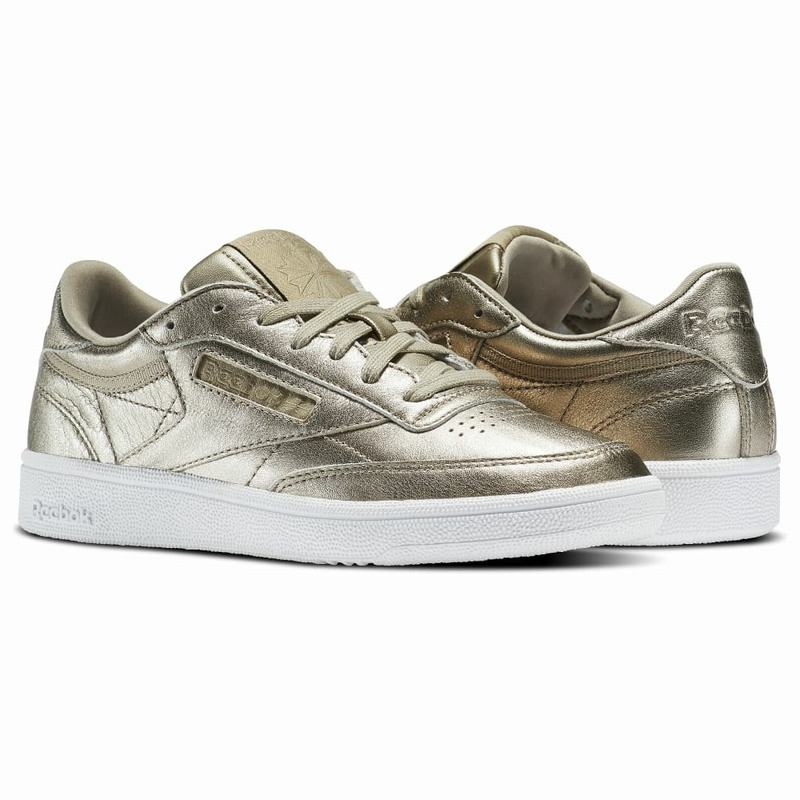Reebok Club C 85 Melted Metals Shoes Womens Gold/Grey Gold/White India BF9261QF